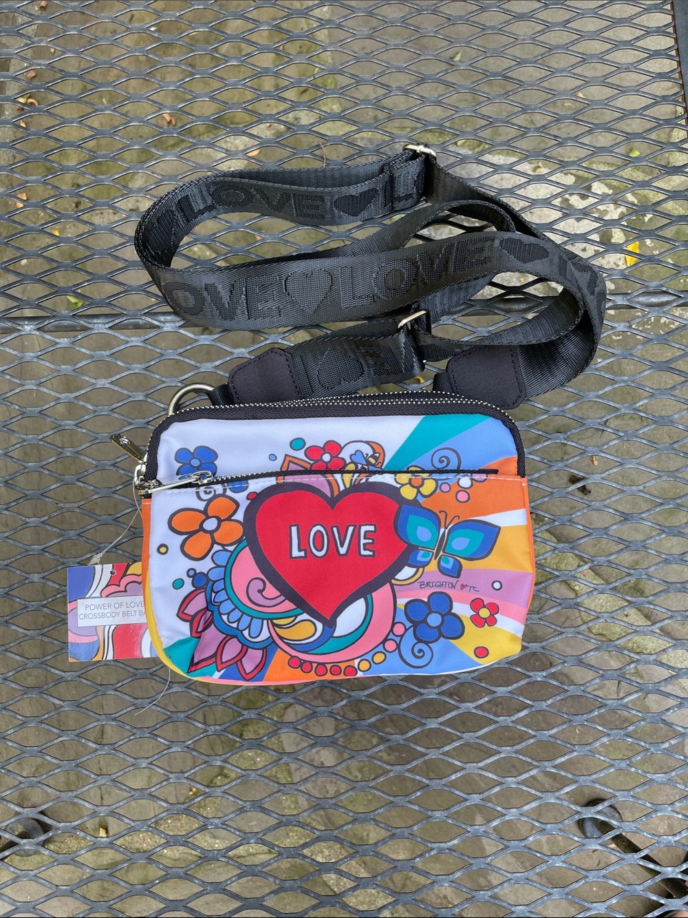 Brighton Multicolor 'Love' Crossbody Bag with Black Adjustable Strap